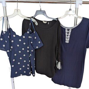 Lot of 3 Women's Tops Size XL Dressy Navy Black Carol Rose Cable Gauge Monteau